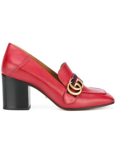 Gucci Leather Mid-heel Loafer In Red