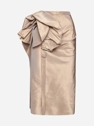 Maison Margiela Floral-detail Satin Finished Skirt In Dark Skin