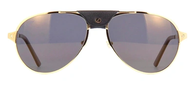 Cartier Ct0034s 014 Aviator Polarized Sunglasses In Grey