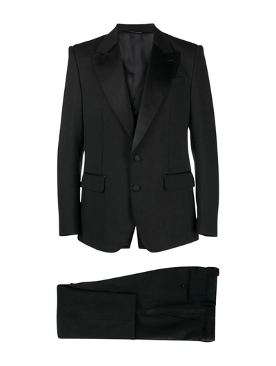 Dolce & Gabbana Three-piece Dinner Suit In Nero