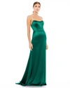 Mac Duggal Charmeuse Rhinestone Strap Trumpet Gown In Emerald In Emerald