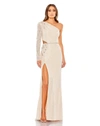 MAC DUGGAL EMBELLISHED ONE SLEEVE CUT OUT GOWN