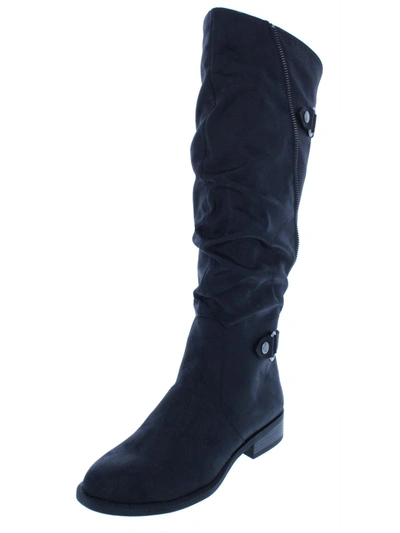 White Mountain Leto Womens Slouchy Riding Boots In Blue