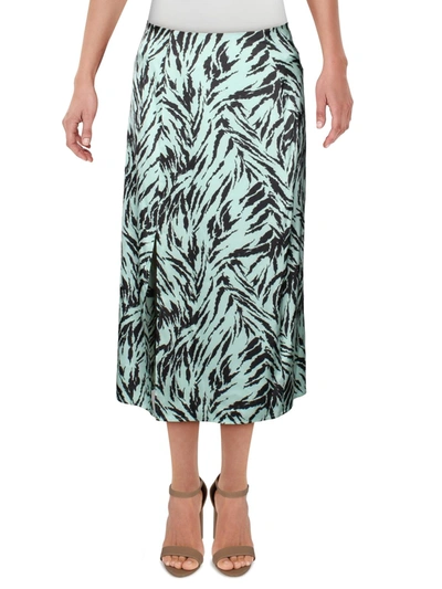 Wayf Altamont Womens Tiger Print A-line Midi Skirt In Blue