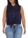 VINCE CAMUTO WOMENS BUTTON TIE FRONT CASUAL TOP