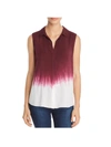 Single Thread Womens Dip-dye Sleeveless Button-down Top In Red