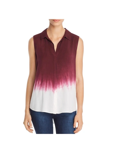 Single Thread Womens Dip-dye Sleeveless Button-down Top In Red