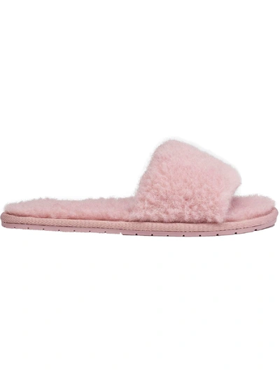 Splendid Carmen Womens Faux Shearling Wool Blend Slide Slippers In Pink