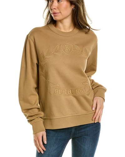 Burberry Crest Embroidered Sweatshirt In Brown