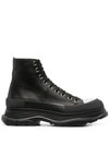 Alexander Mcqueen Leather Lace-up Boot Sneakers In Black