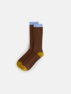 Alex Mill Cashmere Socks In Chestnut/gold/light Blue
