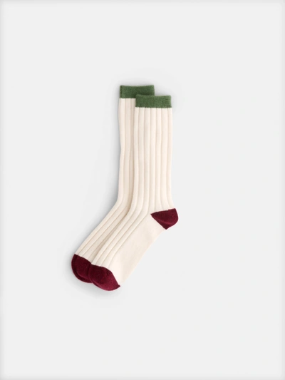 Alex Mill Cashmere Socks In Ivory/burgundy/green