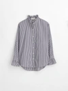 Alex Mill Easy Ruffle Shirt In Skinny Stripe In Navy/white