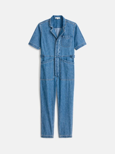 Alex Mill Standard Short Sleeve Jumpsuit In Denim In Medium Wash