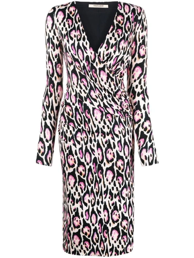 Roberto Cavalli Wickelkleid Mit Leoparden-print In Rosa