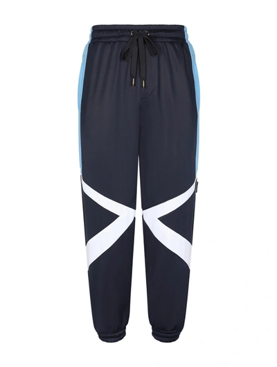 Dolce & Gabbana Jersey Jogging Trousers With Dg Embroidery Patch In Multicolour
