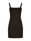 Dolce & Gabbana Logo Plaque Sleeveless Mini Dress In Black