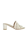 Alaïa Women's Laser-cut Leather Mules In White