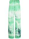 Darkpark Flamed Tie Dye Cotton Wide Jeans In Agr Acid Green