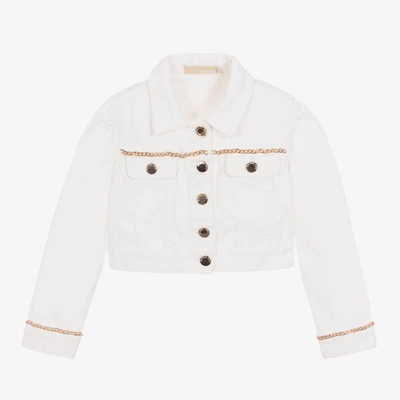 Michael Kors Babies' Girls Ivory Logo Denim Jacket