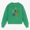 THE ANIMALS OBSERVATORY GREEN COTTON ' A GOOD DAY' SWEATSHIRT