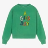 The Animals Observatory Green Cotton ' A Good Day' Sweatshirt In Green
