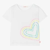 Billieblush Girls White Sequin Heart Cotton T-shirt In White