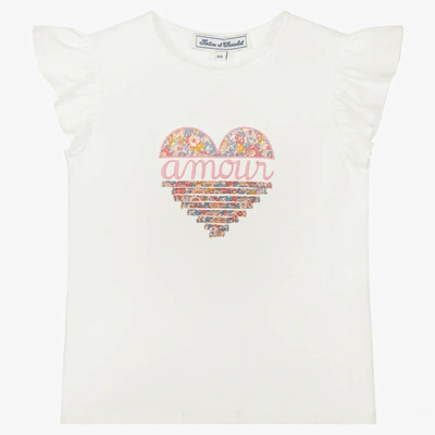 Tartine Et Chocolat Babies'  Girls Ivory Liberty Print Heart T-shirt