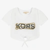 Michael Kors Girls White Cotton Logo T-shirt In White