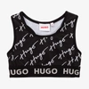 Hugo Boss Hugo Girls Black Cropped Logo Top In Black