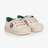 GUCCI BABY IVORY CANVAS TENNIS 1977 TRAINERS