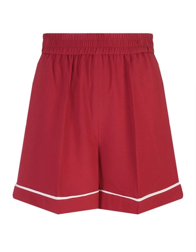 Red Valentino Crepe Envers Satin Shorts In Red