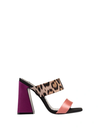 Roberto Cavalli Contrasting Panel Sculpted-heel Sandals In Salmon