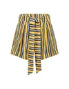 Roberto Cavalli Striped Tied-waist Linen Shorts In Giallo
