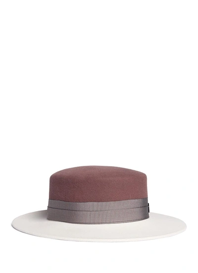 Maison Michel 'kiki' Colourblock Rabbit Furfelt Boater Hat In Dark Pink/white