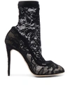 DOLCE & GABBANA DOLCE & GABBANA STRETCH LACE BOOTIES IN BLACK.,DOLF-WZ15