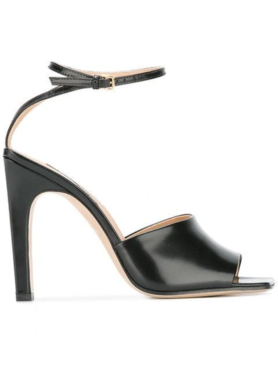Sergio Rossi 105mm Brushed Leather Sandals In Black