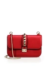 Valentino Garavani Rocklock Small Leather Crossbody Bag In Poudre