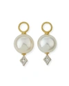 JUDE FRANCES LISSE LARGE PEARL & DIAMOND EARRING CHARMS,PROD198520523