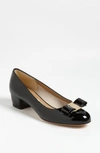 Ferragamo Vara Bow-embellished Patent-leather Pumps In Black