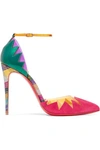 CHRISTIAN LOUBOUTIN CHAPITO HO 100 PVC-TRIMMED SUEDE AND LEATHER PUMPS