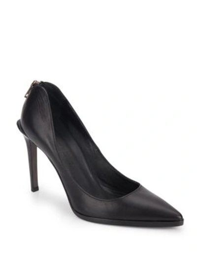 Helmut Lang Leather Point Toe Pumps In Black