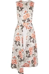 VICTORIA BECKHAM Asymmetric belted floral-print crepon dress