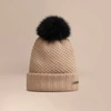 BURBERRY Fur Pom-Pom Wool Cashmere Beanie,39524331