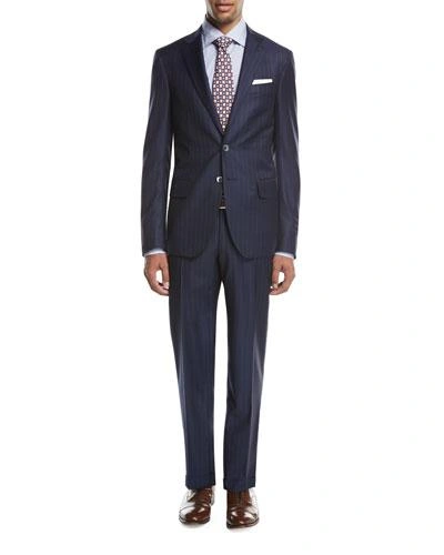 Isaia Gregorio Striped Wool Two-piece Suit, Navy