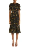 Jason Wu Floral Crinkle Silk Chiffon Dress In Black Multi