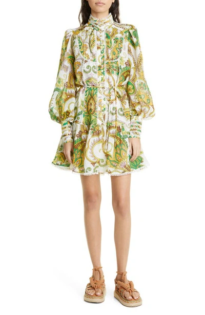 Alemais Octavia Paisley Long Sleeve Minidress In Multicolor