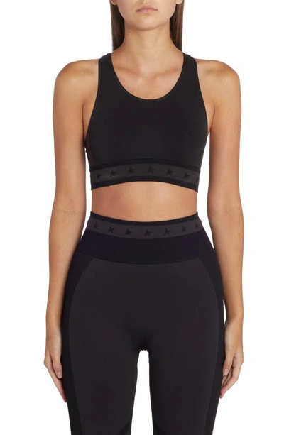 Golden Goose Deluxe Brand Logo Print Sports Bra In Black