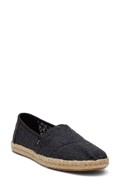 Toms Alrope Alpargata Slip-on In Black Floral Lace