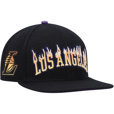 PRO STANDARD PRO STANDARD LOS ANGELES LAKERS BLACK FLAMES SNAPBACK HAT